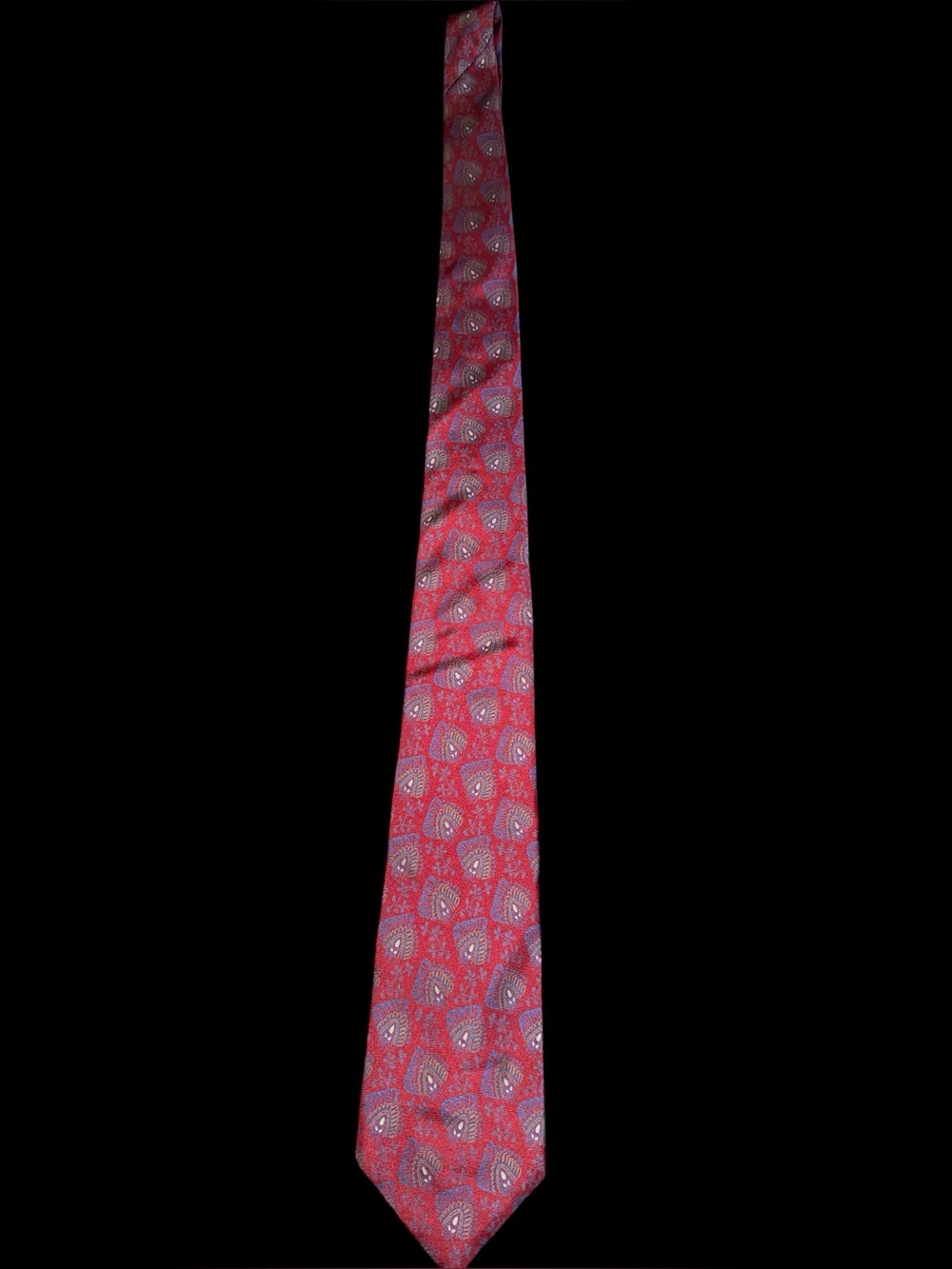 Guy Laroche Paris Mens 100% Silk Tie Red Blue Paisley Necktie Designer